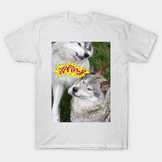 Wolves at play - Timber Wolf T-Shirt by Jim Cumming